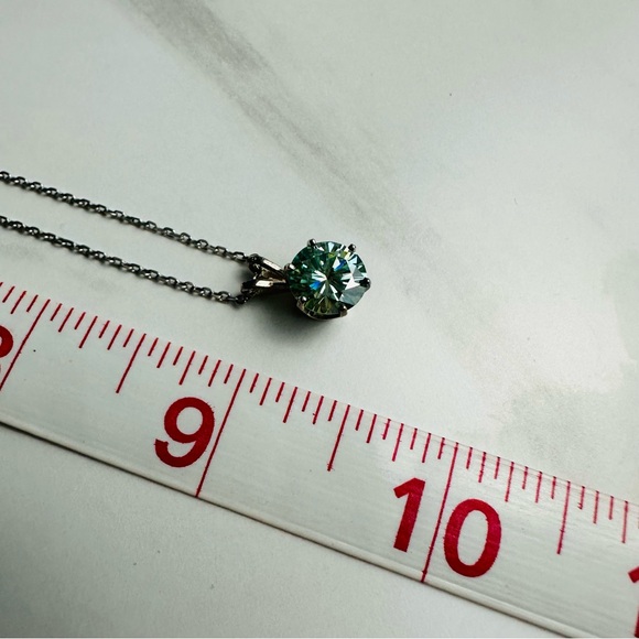 Aqua Blue Moissanite Solitaire Pendant - 2 CT - 925 Silver - Picture 9 of 12